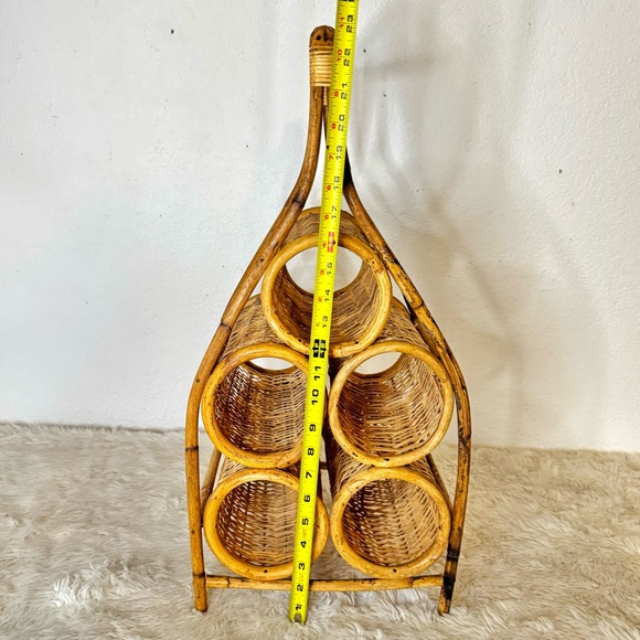 Vintage Wicker Rattan Wine Rack 5 Bottle Display - Picture 5 of 6